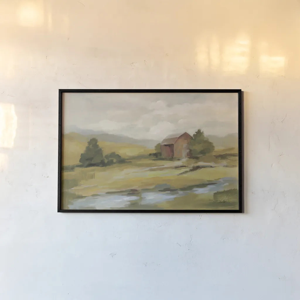 Springtime Farm Neutral by Silvia Vassileva. shown as a paper print in a black flame. Available as a archival giclee rolled canvas, fine art paper, or poster print. SKU 69375i.