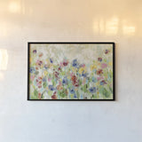 Springtime Meadow Flowers by Silvia Vassileva. shown as a paper print in a black flame. Available as a archival giclee rolled canvas, fine art paper, or poster print. SKU 36852i.