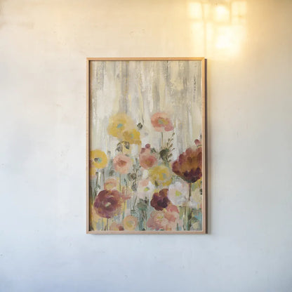 Sprinkled Flowers II Spice by Silvia Vassileva. shown as a paper print in a natural frame. Available as a archival giclee rolled canvas, fine art paper, or poster print. SKU 34910h.