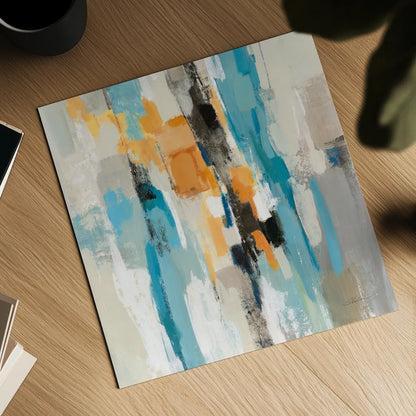 Steps on Sand I Aqua Sq by Silvia Vassileva. Shown as a detailed flat fine art print, highlighting archival giclee quality. Available as an archival giclee rolled canvas, fine art paper, or poster print. SKU 78140a.