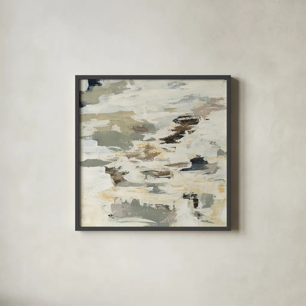 Steps on Stones I by Silvia Vassileva. Shown in a sleek black glass frame for a contemporary gallery look. Available as an archival giclee rolled canvas, fine art paper, or poster print. SKU 26339a.