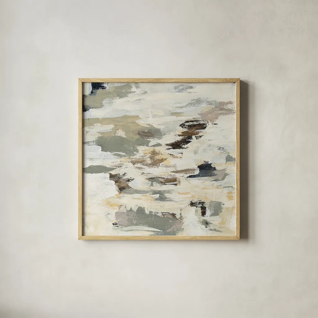 Steps on Stones I by Silvia Vassileva. Shown in a natural wood glass frame for a timeless modern aesthetic. Available as an archival giclee rolled canvas, fine art paper, or poster print. SKU 26339a.