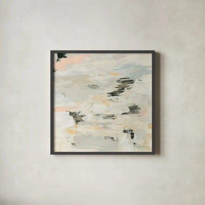 Steps on Stones I Boho by Silvia Vassileva. Shown in a sleek black glass frame for a contemporary gallery look. Available as an archival giclee rolled canvas, fine art paper, or poster print. SKU 67876a.