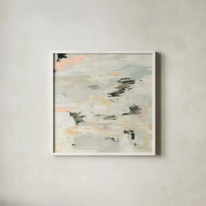 Steps on Stones I Boho by Silvia Vassileva. Shown in a crisp white glass frame for a clean and minimalist style. Available as an archival giclee rolled canvas, fine art paper, or poster print. SKU 67876a.