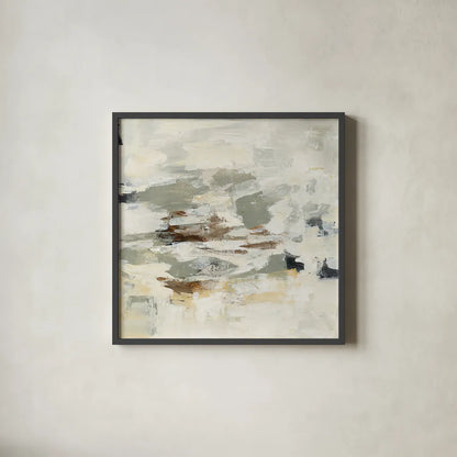 Steps on Stones II by Silvia Vassileva. Shown in a sleek black glass frame for a contemporary gallery look. Available as an archival giclee rolled canvas, fine art paper, or poster print. SKU 26340a.
