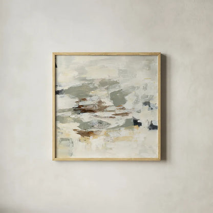 Steps on Stones II by Silvia Vassileva. Shown in a natural wood glass frame for a timeless modern aesthetic. Available as an archival giclee rolled canvas, fine art paper, or poster print. SKU 26340a.