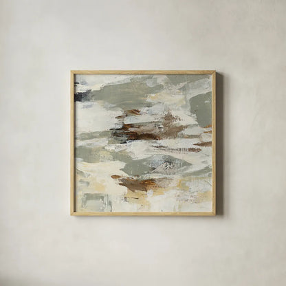 Steps on Stones II v2 by Silvia Vassileva. Shown in a natural wood glass frame for a timeless modern aesthetic. Available as an archival giclee rolled canvas, fine art paper, or poster print. SKU 28417a.