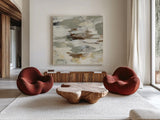 Steps on Stones II v2 by Silvia Vassileva. Shown as extra-large giant wall art in a modern living room. Available as an archival giclee rolled canvas, fine art paper, or poster print. SKU 28417a.