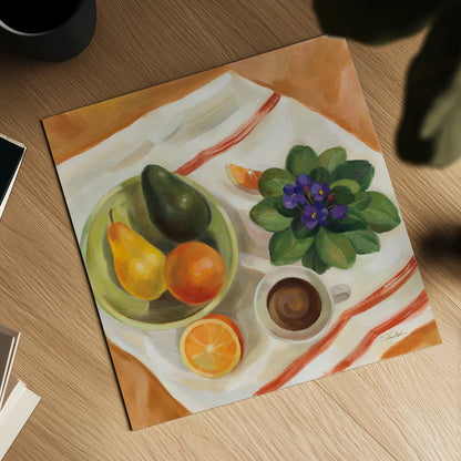 Still Life with Violets by Silvia Vassileva. Shown as a detailed flat fine art print, highlighting archival giclee quality. Available as an archival giclee rolled canvas, fine art paper, or poster print. SKU 90325a.