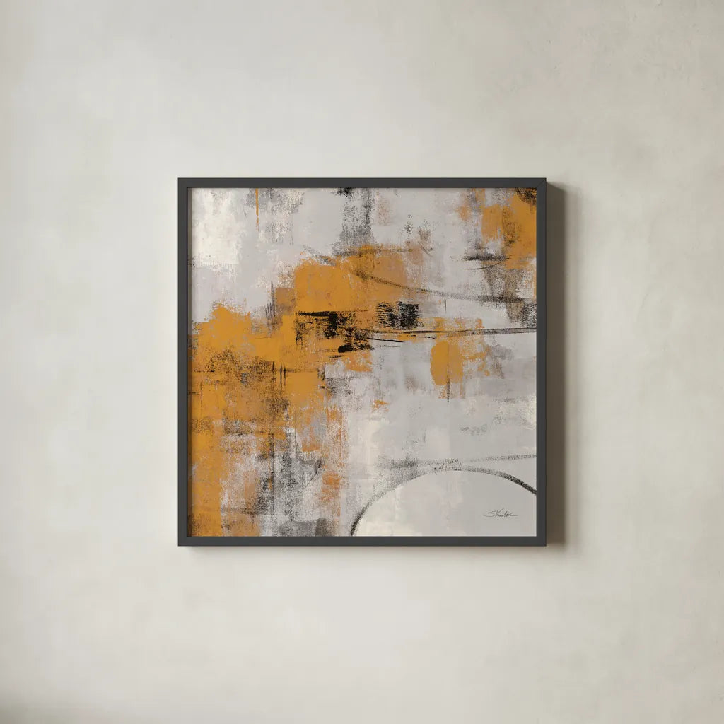 Stone Gardens II Autumn by Silvia Vassileva. Shown in a sleek black glass frame for a contemporary gallery look. Available as an archival giclee rolled canvas, fine art paper, or poster print. SKU 78324a.