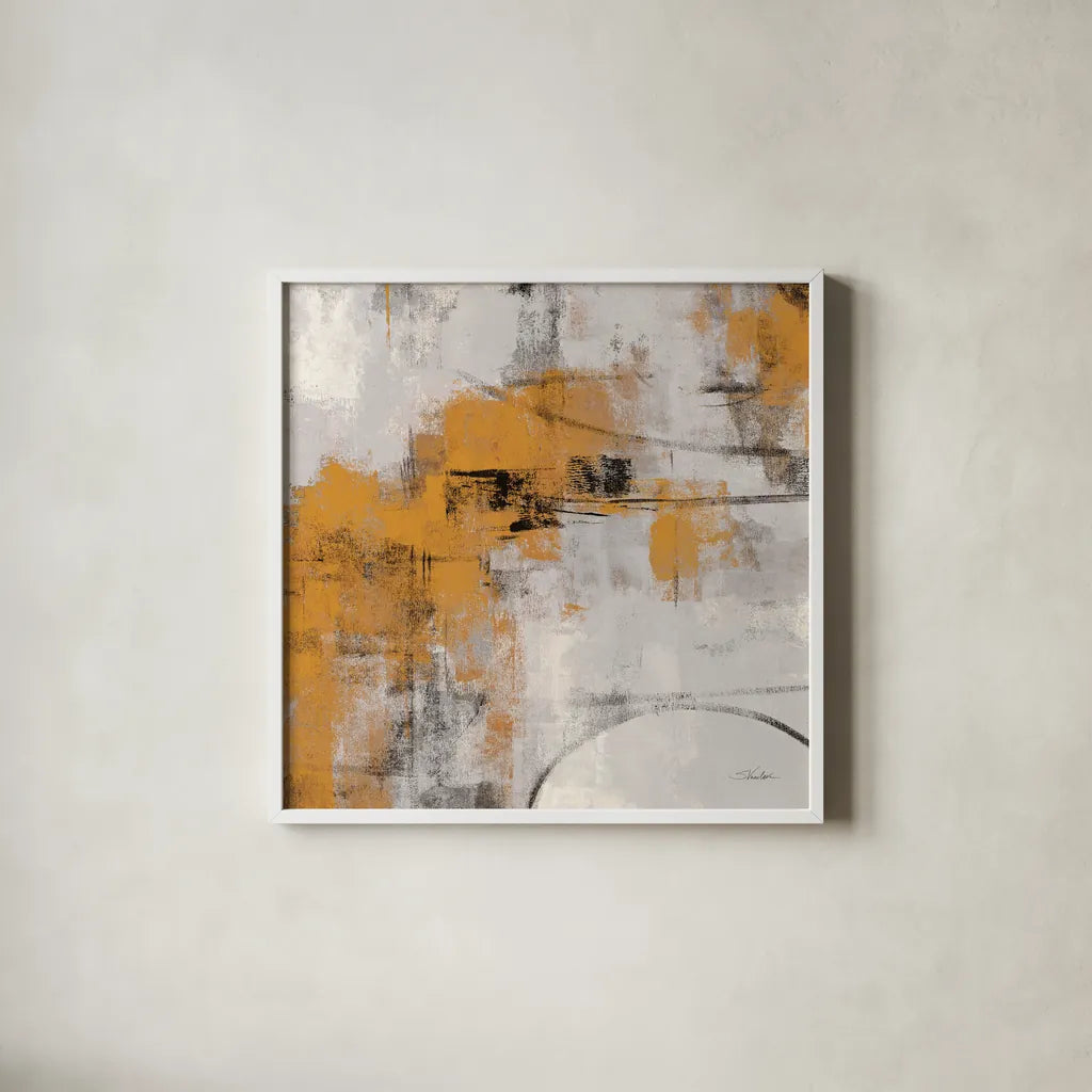 Stone Gardens II Autumn by Silvia Vassileva. Shown in a crisp white glass frame for a clean and minimalist style. Available as an archival giclee rolled canvas, fine art paper, or poster print. SKU 78324a.