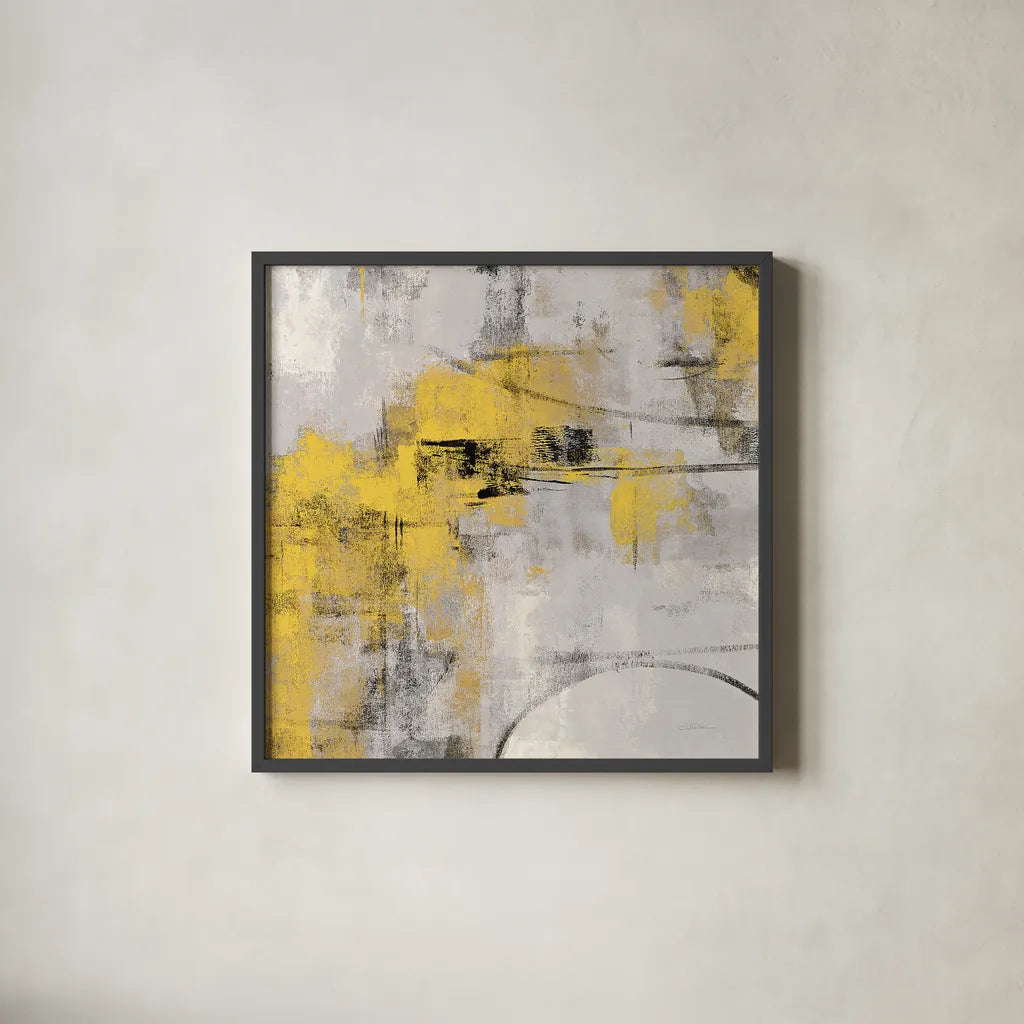 Stone Gardens II Yellow by Silvia Vassileva. Shown in a sleek black glass frame for a contemporary gallery look. Available as an archival giclee rolled canvas, fine art paper, or poster print. SKU 31291a.
