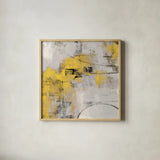 Stone Gardens II Yellow by Silvia Vassileva. Shown in a natural wood glass frame for a timeless modern aesthetic. Available as an archival giclee rolled canvas, fine art paper, or poster print. SKU 31291a.
