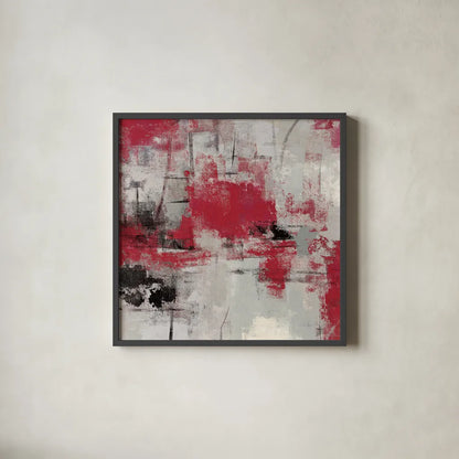 Stone Gardens III Red by Silvia Vassileva. Shown in a sleek black glass frame for a contemporary gallery look. Available as an archival giclee rolled canvas, fine art paper, or poster print. SKU 31290a.