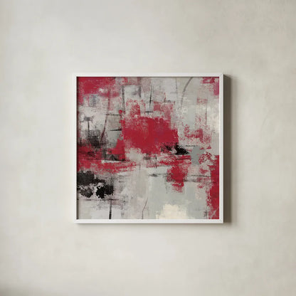 Stone Gardens III Red by Silvia Vassileva. Shown in a crisp white glass frame for a clean and minimalist style. Available as an archival giclee rolled canvas, fine art paper, or poster print. SKU 31290a.