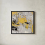 Stone Gardens III Yellow by Silvia Vassileva. Shown in a sleek black glass frame for a contemporary gallery look. Available as an archival giclee rolled canvas, fine art paper, or poster print. SKU 31292a.