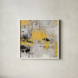Stone Gardens III Yellow by Silvia Vassileva. Shown in a crisp white glass frame for a clean and minimalist style. Available as an archival giclee rolled canvas, fine art paper, or poster print. SKU 31292a.