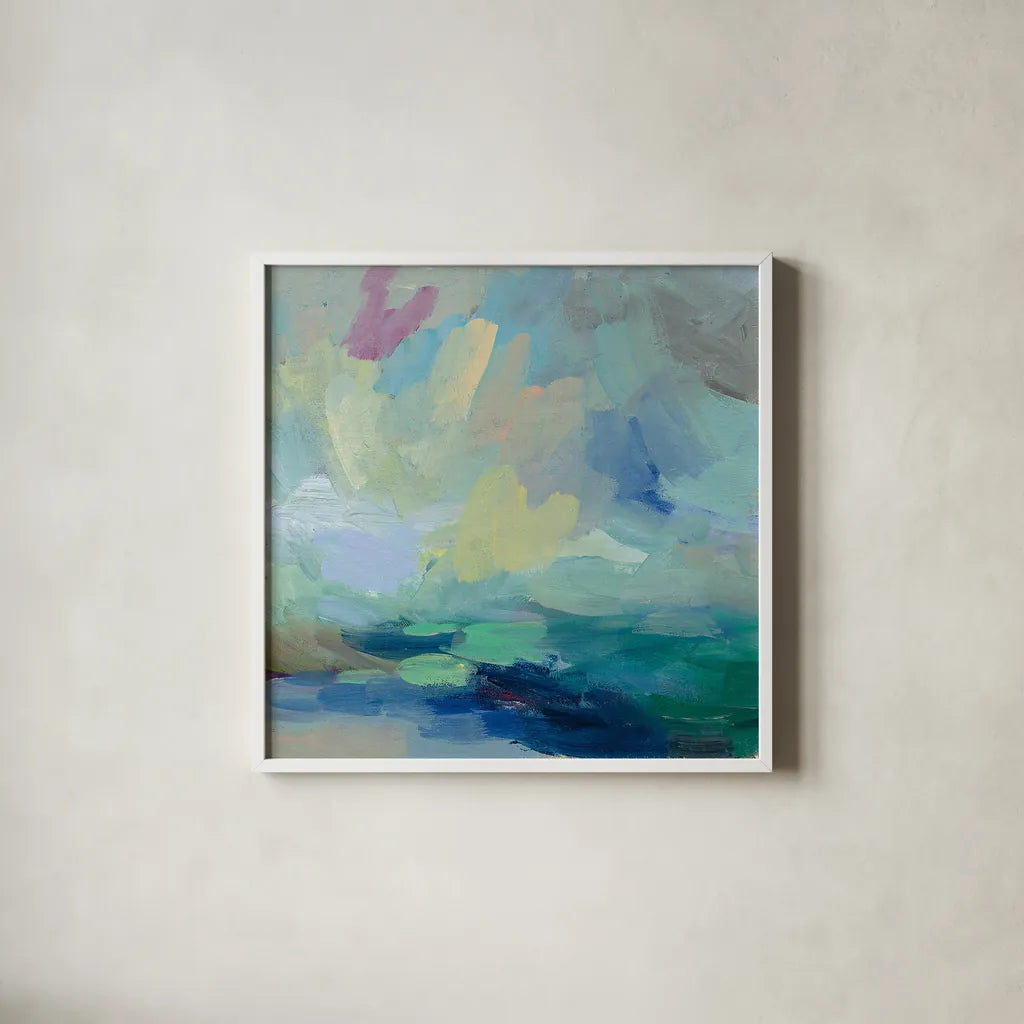 Storm I by Silvia Vassileva. Shown in a crisp white glass frame for a clean and minimalist style. Available as an archival giclee rolled canvas, fine art paper, or poster print. SKU 27125a.