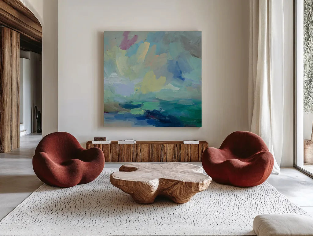 Storm I by Silvia Vassileva. Shown as extra-large giant wall art in a modern living room. Available as an archival giclee rolled canvas, fine art paper, or poster print. SKU 27125a.