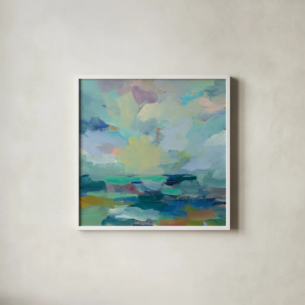 Storm II by Silvia Vassileva. Shown in a crisp white glass frame for a clean and minimalist style. Available as an archival giclee rolled canvas, fine art paper, or poster print. SKU 27126a.