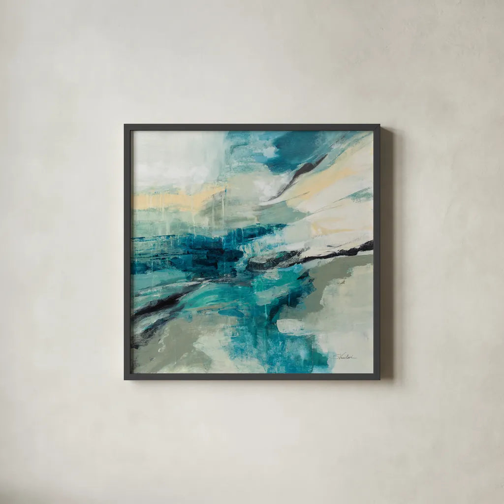 Stream by Silvia Vassileva. Shown in a sleek black glass frame for a contemporary gallery look. Available as an archival giclee rolled canvas, fine art paper, or poster print. SKU 83512a.