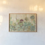 Succulent Garden by Silvia Vassileva. shown as a paper print in a natural frame. Available as a archival giclee rolled canvas, fine art paper, or poster print. SKU 46425i.