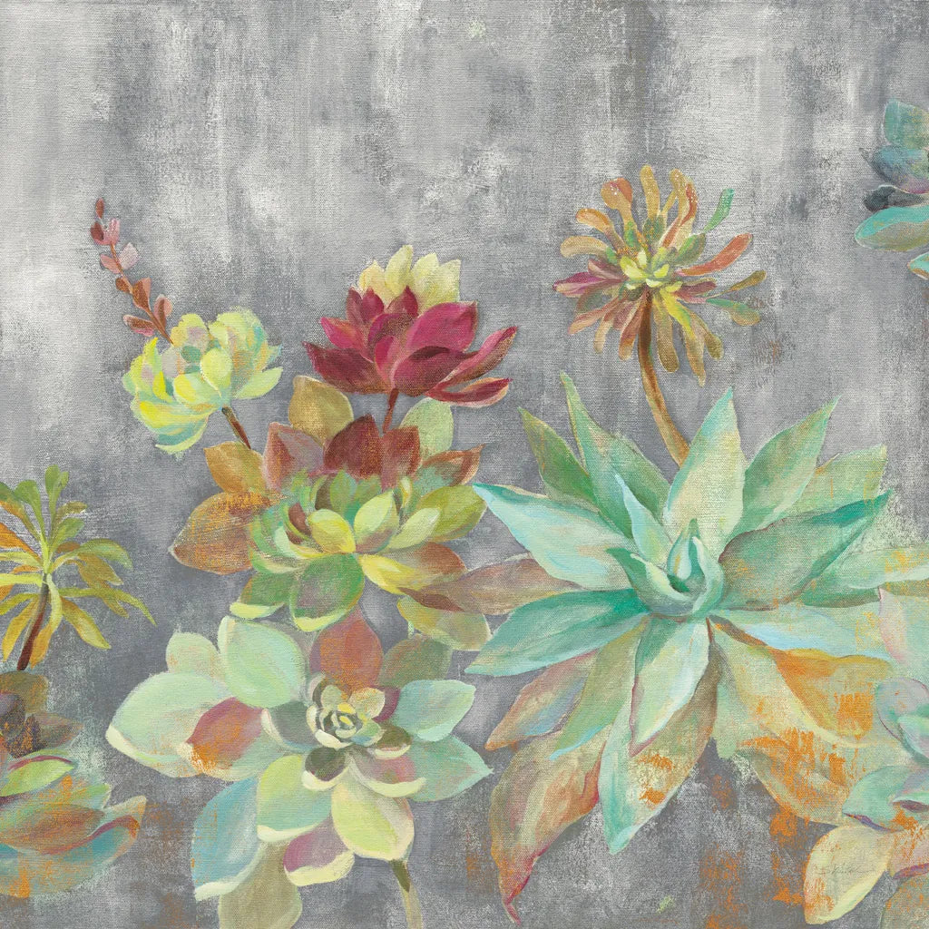 Succulent Garden Gray Crop by Silvia Vassileva. SKU 48478a. Archival Giclee Fine art print for wall decor.