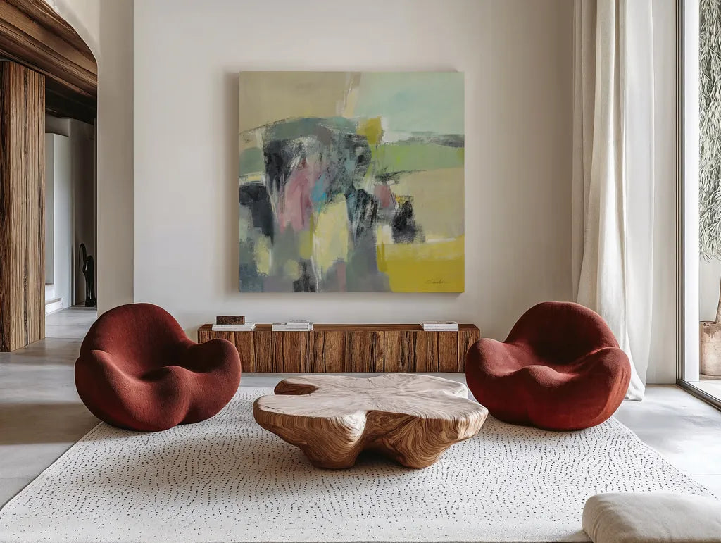 Summer Anticipation by Silvia Vassileva. Shown as extra-large giant wall art in a modern living room. Available as an archival giclee rolled canvas, fine art paper, or poster print. SKU 85380a.