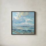 Summer Clouds Light Sq by Silvia Vassileva. Shown in a sleek black glass frame for a contemporary gallery look. Available as an archival giclee rolled canvas, fine art paper, or poster print. SKU 74490a.