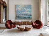 Summer Clouds Light Sq by Silvia Vassileva. Shown as extra-large giant wall art in a modern living room. Available as an archival giclee rolled canvas, fine art paper, or poster print. SKU 74490a.