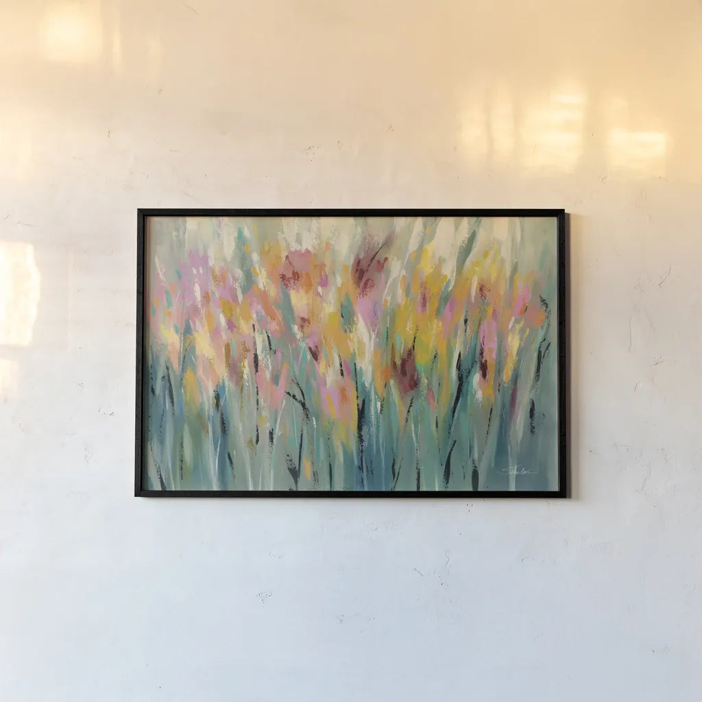 Summer Garden Joy by Silvia Vassileva. shown as a paper print in a black flame. Available as a archival giclee rolled canvas, fine art paper, or poster print. SKU 74914i.