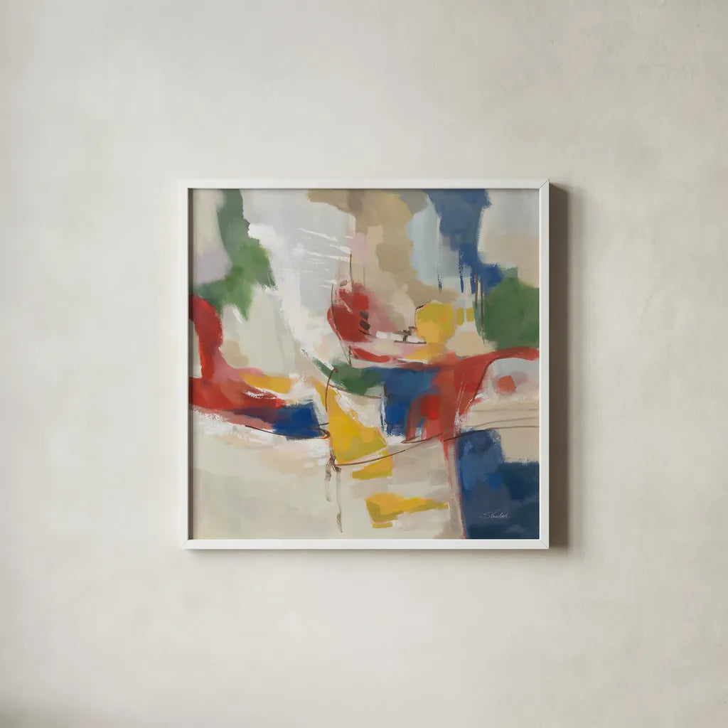 Summer Harmony by Silvia Vassileva. Shown in a crisp white glass frame for a clean and minimalist style. Available as an archival giclee rolled canvas, fine art paper, or poster print. SKU 98583a.