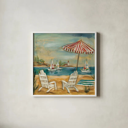 Summer II by Silvia Vassileva. Shown in a crisp white glass frame for a clean and minimalist style. Available as an archival giclee rolled canvas, fine art paper, or poster print. SKU 9639a.
