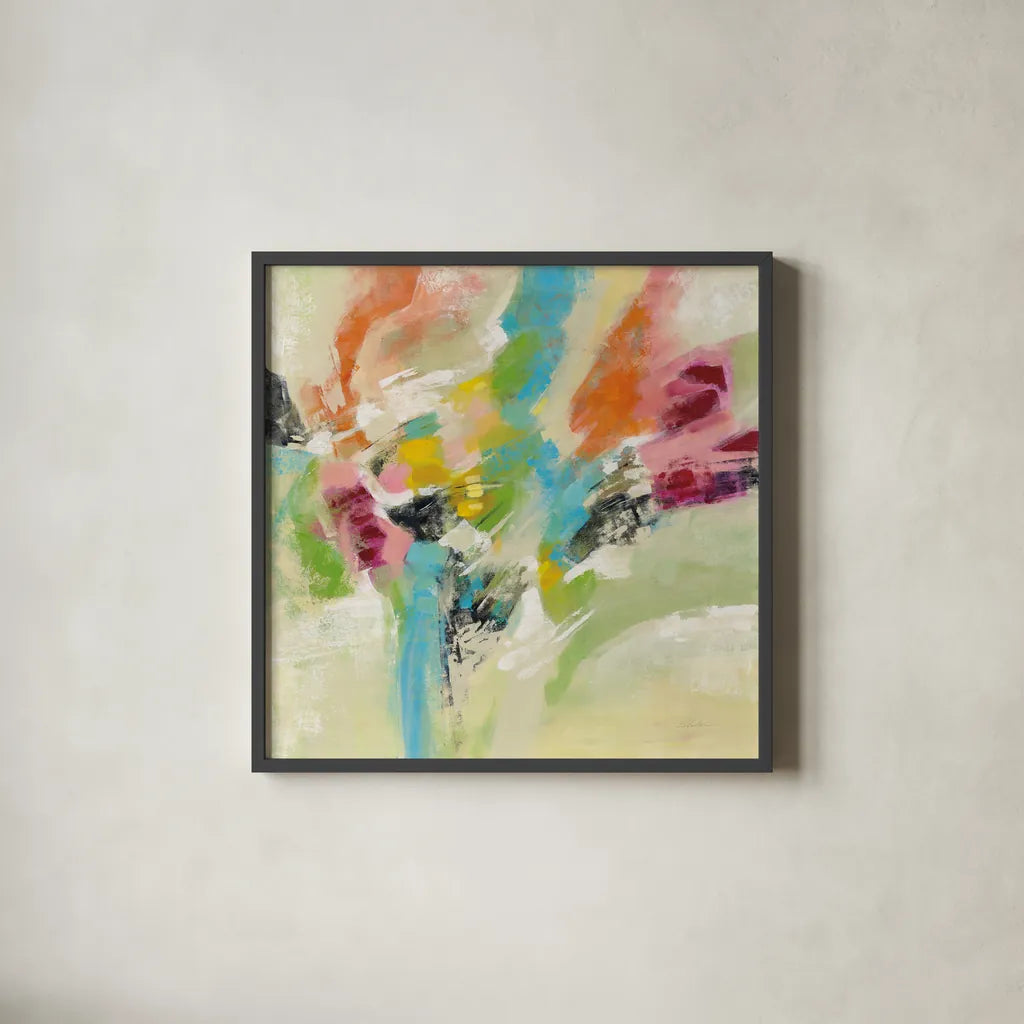 Summer Lunapark by Silvia Vassileva. Shown in a sleek black glass frame for a contemporary gallery look. Available as an archival giclee rolled canvas, fine art paper, or poster print. SKU 65680a.