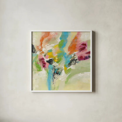 Summer Lunapark by Silvia Vassileva. Shown in a crisp white glass frame for a clean and minimalist style. Available as an archival giclee rolled canvas, fine art paper, or poster print. SKU 65680a.