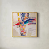 Summer Pinwheel by Silvia Vassileva. Shown in a natural wood glass frame for a timeless modern aesthetic. Available as an archival giclee rolled canvas, fine art paper, or poster print. SKU 79164a.