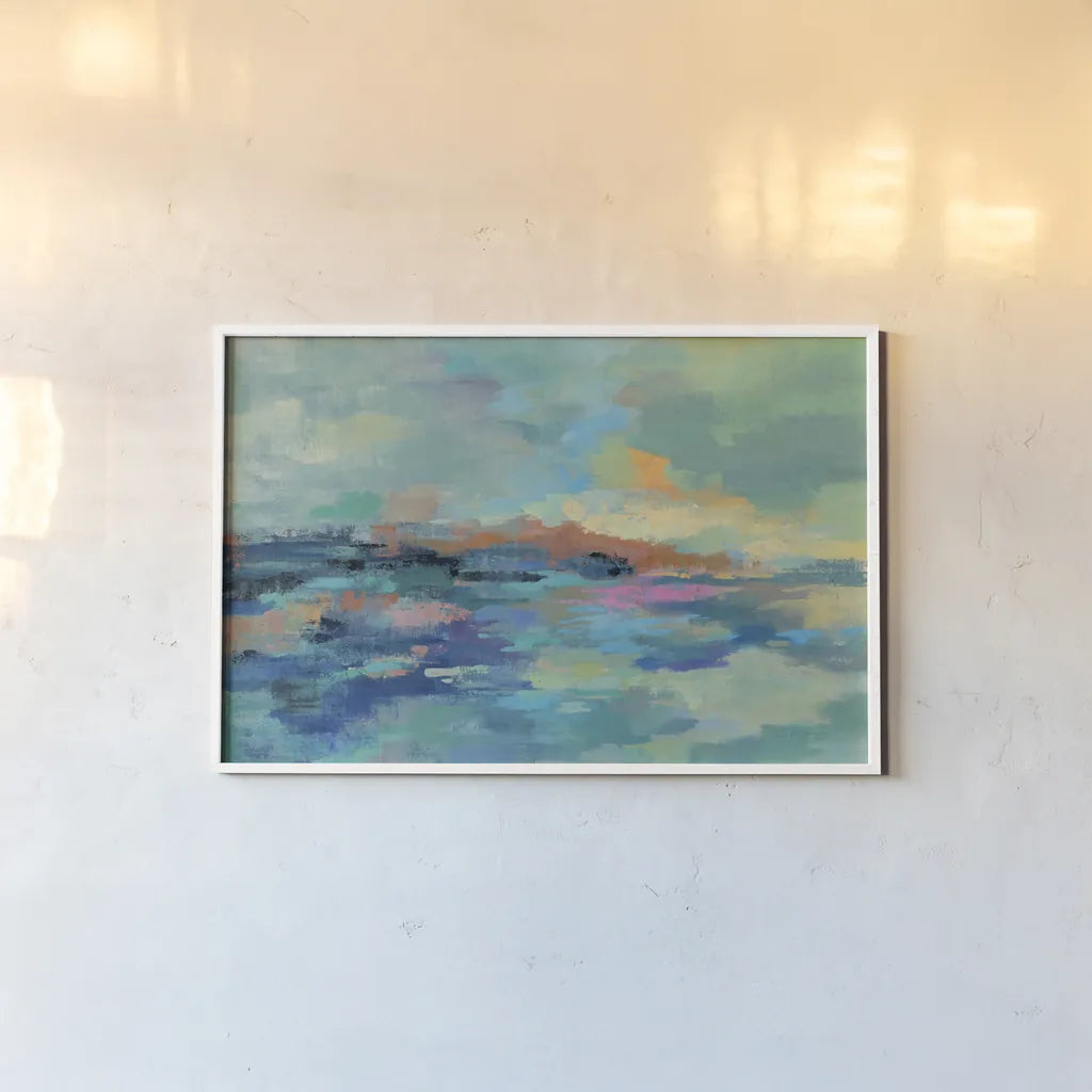 Summer Seaside by Silvia Vassileva. shown as a paper print in a white frame. Available as a archival giclee rolled canvas, fine art paper, or poster print. SKU 60168i.