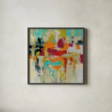 Summer Silk Road by Silvia Vassileva. Shown in a sleek black glass frame for a contemporary gallery look. Available as an archival giclee rolled canvas, fine art paper, or poster print. SKU 24573a.