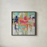 Summer Silk Road Bright by Silvia Vassileva. Shown in a sleek black glass frame for a contemporary gallery look. Available as an archival giclee rolled canvas, fine art paper, or poster print. SKU 33627a.