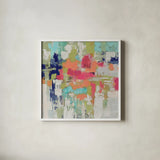 Summer Silk Road Bright by Silvia Vassileva. Shown in a crisp white glass frame for a clean and minimalist style. Available as an archival giclee rolled canvas, fine art paper, or poster print. SKU 33627a.