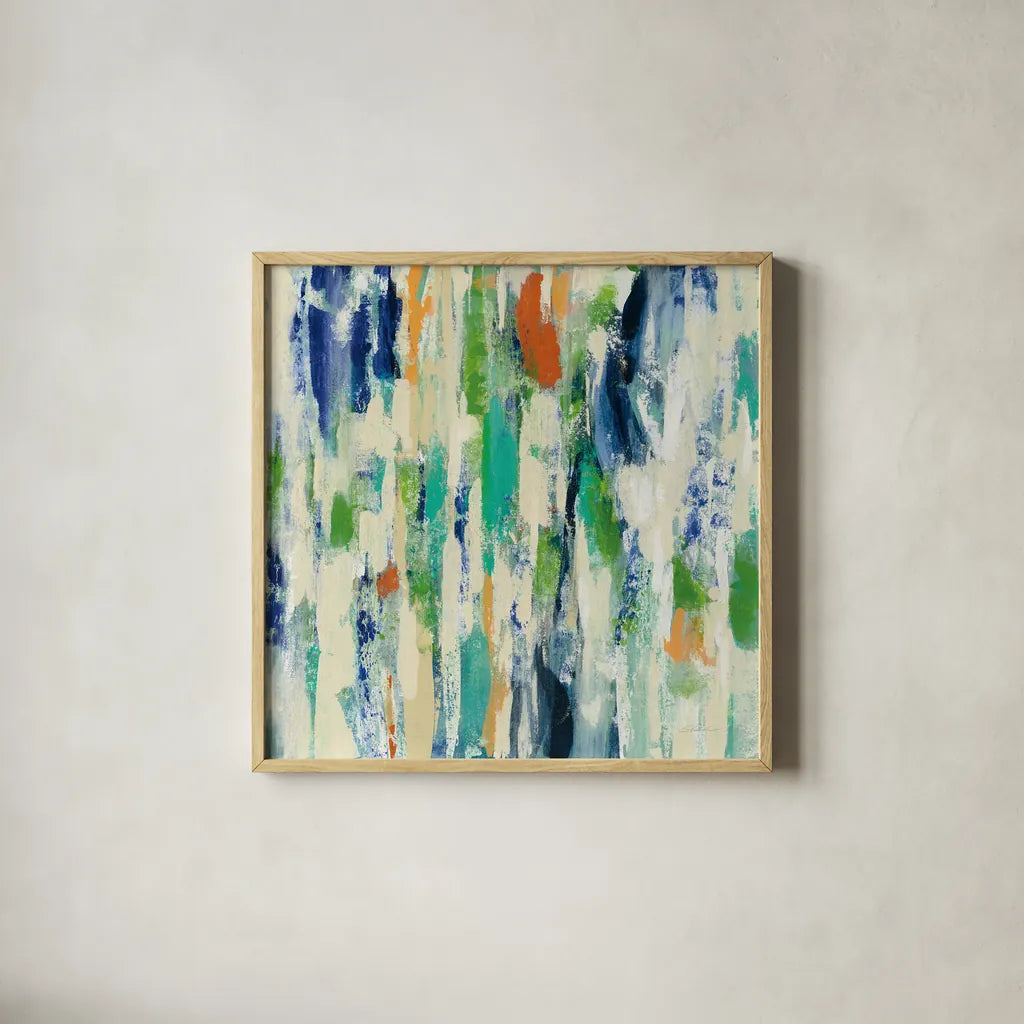 Sun Rays by Silvia Vassileva. Shown in a natural wood glass frame for a timeless modern aesthetic. Available as an archival giclee rolled canvas, fine art paper, or poster print. SKU 43415a.