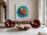 Sunbather I by Silvia Vassileva. Shown as extra-large giant wall art in a modern living room. Available as an archival giclee rolled canvas, fine art paper, or poster print. SKU 62968a.