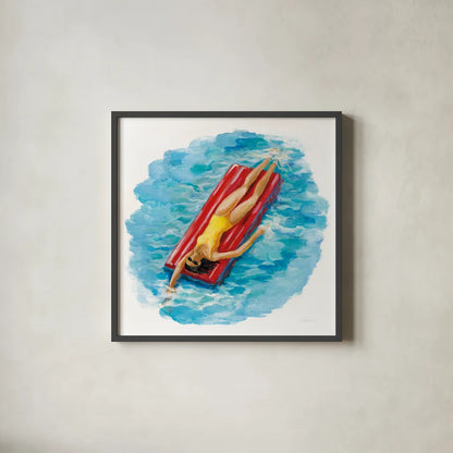 Sunbather II by Silvia Vassileva. Shown in a sleek black glass frame for a contemporary gallery look. Available as an archival giclee rolled canvas, fine art paper, or poster print. SKU 62969a.