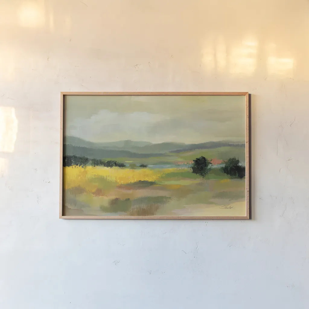 Sunflower Field by Silvia Vassileva. shown as a paper print in a natural frame. Available as a archival giclee rolled canvas, fine art paper, or poster print. SKU 74318i.