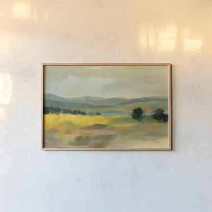 Sunflower Field by Silvia Vassileva. shown as a paper print in a natural frame. Available as a archival giclee rolled canvas, fine art paper, or poster print. SKU 74318i.