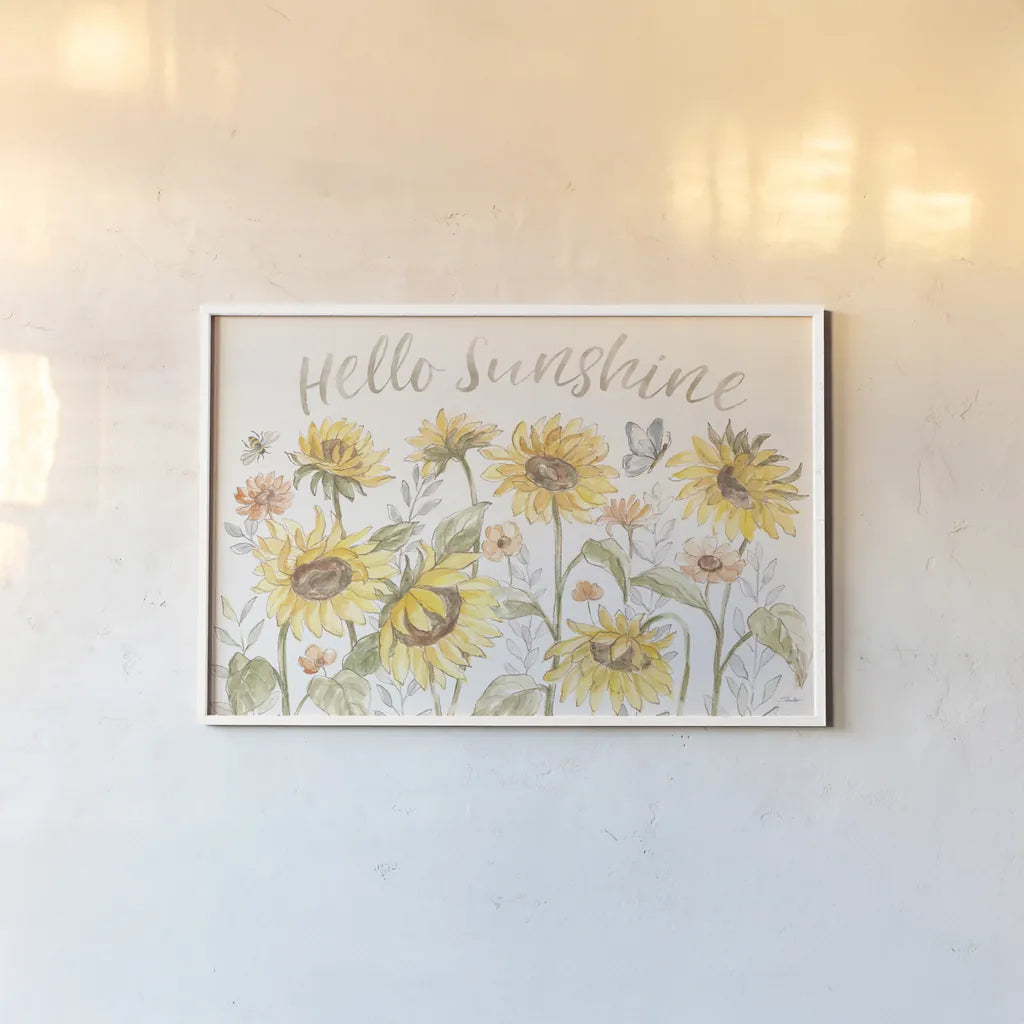 Sunny Blooms I by Silvia Vassileva. shown as a paper print in a white frame. Available as a archival giclee rolled canvas, fine art paper, or poster print. SKU 92351i.