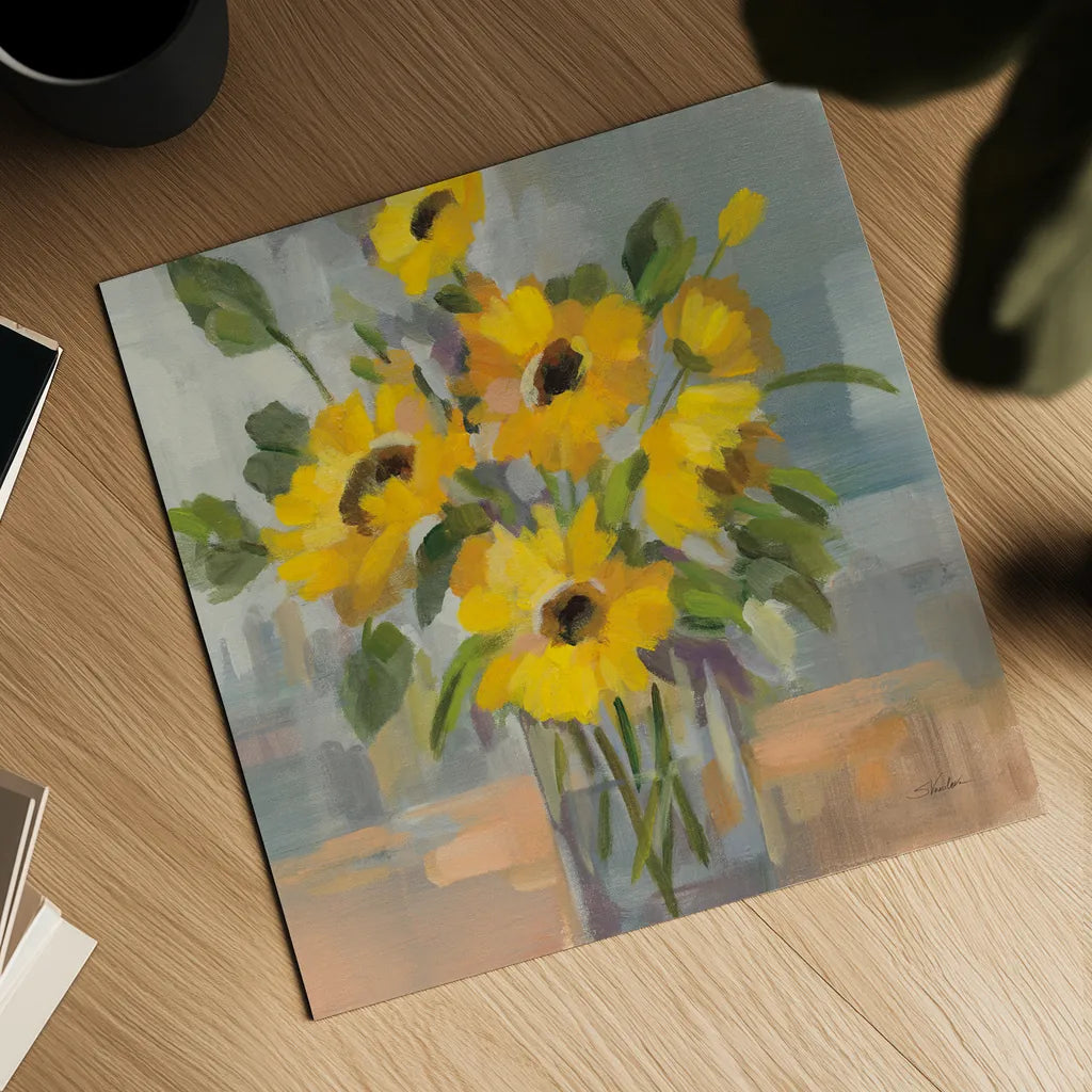 Sunny Floral I by Silvia Vassileva. Shown as a detailed flat fine art print, highlighting archival giclee quality. Available as an archival giclee rolled canvas, fine art paper, or poster print. SKU 99711a.