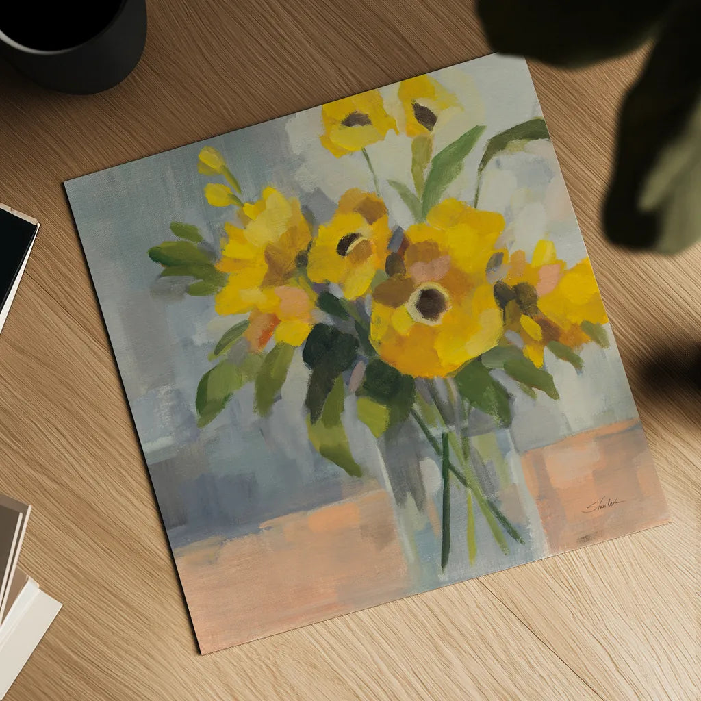 Sunny Floral II by Silvia Vassileva. Shown as a detailed flat fine art print, highlighting archival giclee quality. Available as an archival giclee rolled canvas, fine art paper, or poster print. SKU 99712a.