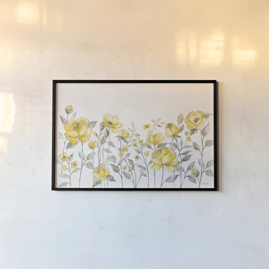 Sunny Roses I No Words by Silvia Vassileva. shown as a paper print in a black flame. Available as a archival giclee rolled canvas, fine art paper, or poster print. SKU 71450i.