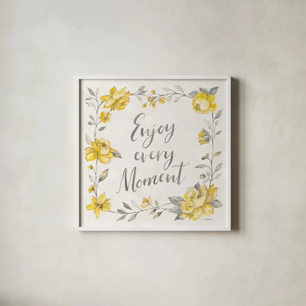 Sunny Roses III by Silvia Vassileva. Shown in a crisp white glass frame for a clean and minimalist style. Available as an archival giclee rolled canvas, fine art paper, or poster print. SKU 71053a.